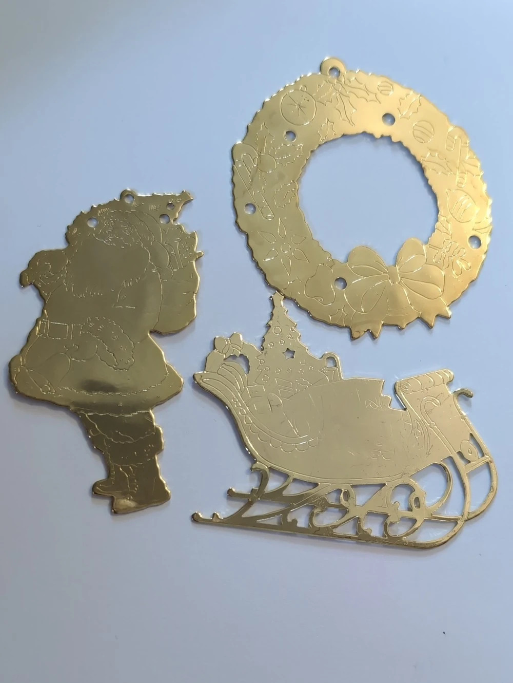 Gold-Tone Holiday Ornament Set Vintage *P3